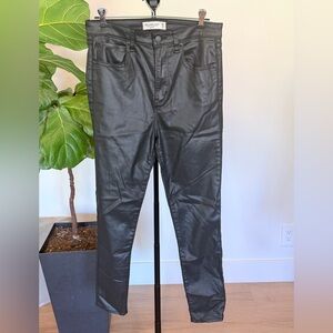 Abercrombie & Fitch Black Coated Super Skinny Ankle High Rise Jeans Size 10